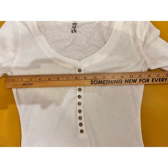 Intimately by Free People Dylan Long Sleeve Thermal Bodysuit White Womens M NWOT - Picture 6 of 7